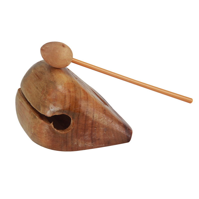 Buddhist necessities solid wood children's early education wooden fish percussion instrument raw wood color with a set of sticks