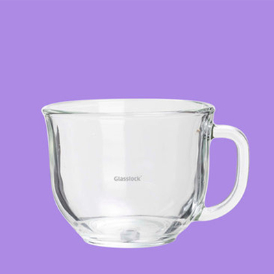 Glasslock卡通个性图案把手加厚牛奶早餐杯家用耐热玻璃水杯