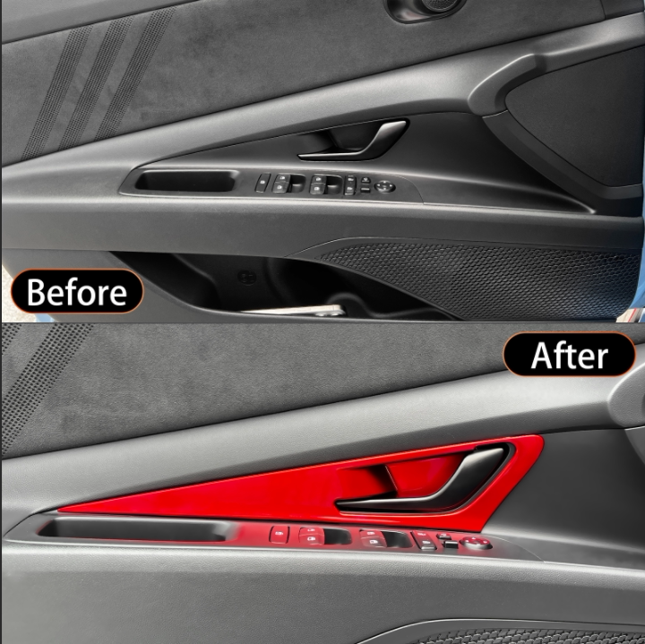 Suitable for Hyundai Elantra/N/N-Line Interior Door Handle Carbon Fiber Red Trim Modification