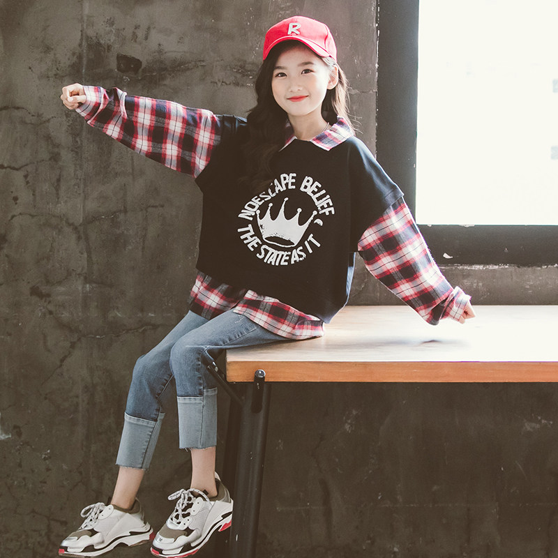 Girls'clothes autumn 2020 new Yang Net red children's loose tops in the spring of the big child's Han edition tide