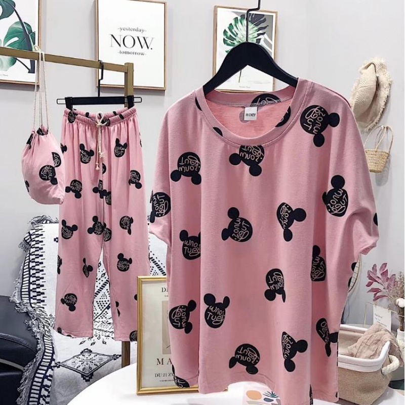 Pocket Pyjama ròng đỏ túi vải mùa thu womens vải mùa xuân nhà quần dài tay trong gió với sự bùng nổ dễ thương