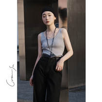 Creamsu Syria white homemade white knitted vest halter female inner spring and summer outer wear beauty back sleeveless shirt