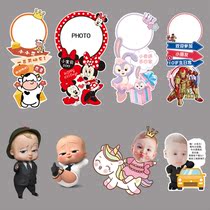 Baby kt board greeting card custom age 100 days full moon feast Pop water card man shape big head to stick to Pepper