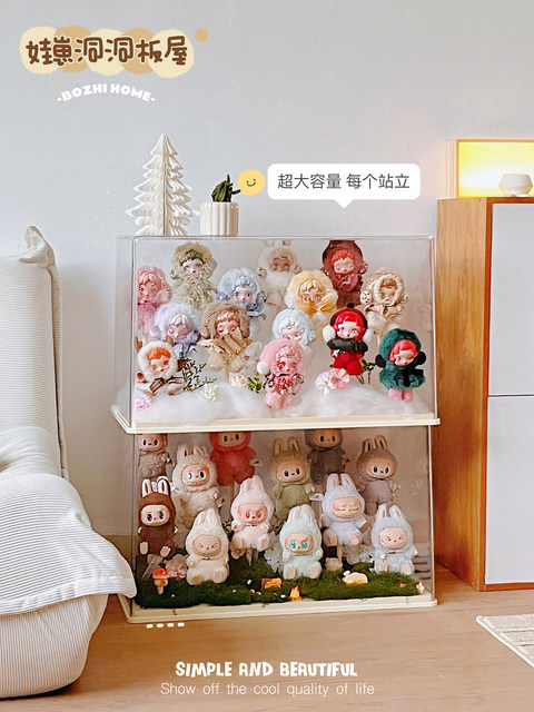 Labubu Display Box Transparent Labubu Dust Cover Doll Pendant Display Stand Doll Storage Display Cabinet
