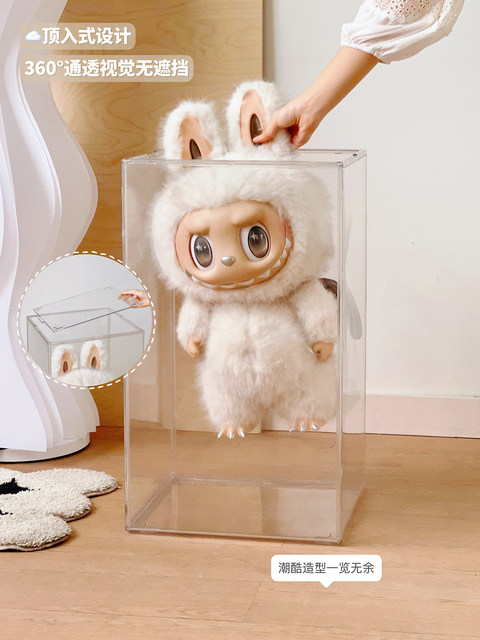 Labubu Display Box Transparent Acrylic Dustproof Bubble Mart Labubu Archangel Chief Figure Display Case
