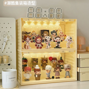 Suitable for Bubble Mart Figure Display Cabinet Ornaments, Blind Box Display Stand, Storage with Light, Acrylic Display Box