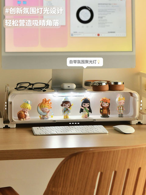 Desktop Monitor Riser Blind Box Display Stand Storage Box for Figurines, Suitable for Pop Mart, Transparent