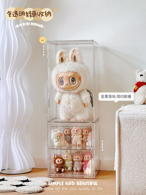 Labubu Display Box Transparent Acrylic Dustproof Bubble Mart Labubu Archangel Chief Figure Display Case