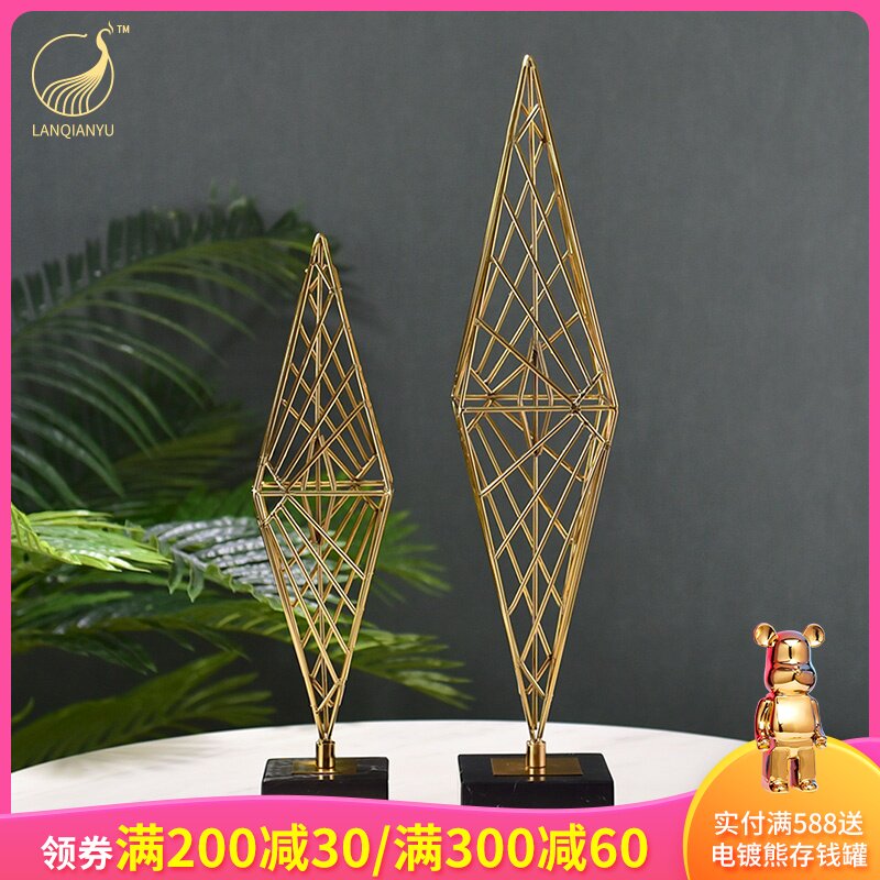 Modern Minimalist Geometric Metal Pendulum Piece Creative Home Iron Art Soft Decoration Living Room Genguan Diamond Art Furnishing