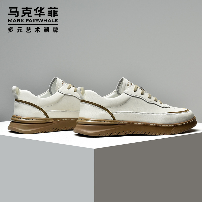 Mark Warfi men's shoes summer 2023 new breathable small whiteboard shoes men's office casual shoes