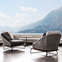 Nordic Outdoor Sofa Leisure Balcony Sofa Garden Villa Courtyard Outdoor Waterproof Sunscreen Rattan Chair Rattan Furniture