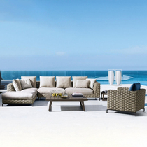 Outdoor balcony Nordic single rattan chair sofa coffee table combination outdoor simple sunscreen waterproof garden rattan furniture