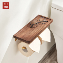 Tissue holder Punch-free toilet shelf Toilet roll paper holder Solid wood creative Nordic style toilet tissue box