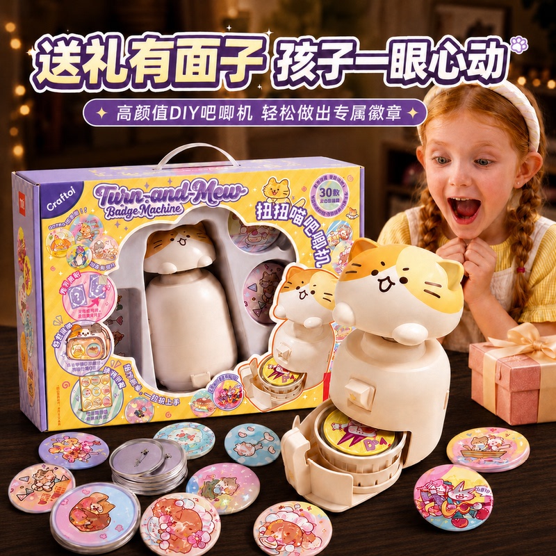 Badge Making Machine 2026 New Model Girls' Educational DIY Toy Set for Ages 6 and Above Birthday Gift