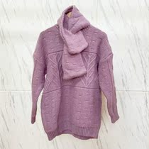 (MMM88) Luo retro jacquard mid-length knitted sweater to send scarf