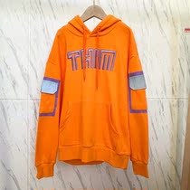 MMC207 Damijia Contrast Color Letter Embroidered Fluorescent Pocket Hooded Sweater