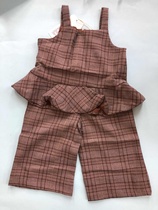 WYJ55 girls plaid strap top wide leg pants two-piece set fashion set