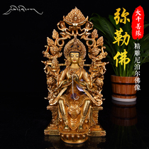 Nepal imports 1-foot Tibetan Buddhist Maitreya Buddha statue Tantric 35cm copper gilt ornament