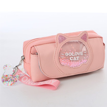 Transparent pen bag for primary school students stationery bag for secondary school students Korean simple small fresh Korean version creative cute stationery box Girl pen bag for female girls Multi-functional large capacity girl pen box