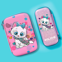 Stationery box Pen bag Girl child primary school kindergarten simple cute cartoon version of Korean creative princess 1-3 grade 3-5 zipper large capacity pencil