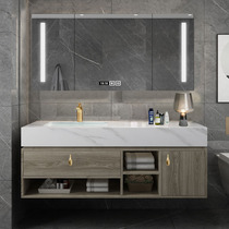 Nordic solid wood rock board smart bathroom cabinet combination set modern simple washbasin wash table hanging toilet