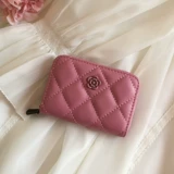 Картхолдер, розовая сумка через плечо, маленькие изысканные карточки с молнией для водительских прав, из натуральной кожи, в стиле Шанель