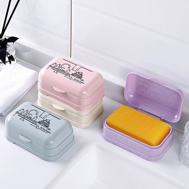 Laundry Soap Box With Lid Large Makeup Room Drain Personality Creative Student Dormitory Portable Soap Box Double