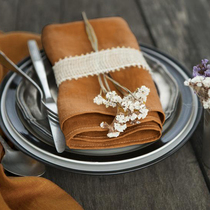 Linen napkin cloth Vegetarian Color Washed Meals cloth Lunch Cloth tea towels Western Mouth Cloth Nordic Minimalist Cotton Linen Mat Cloth