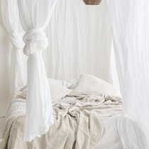 Brief Modern Linen Pure Color Window Yarn Curtain Living-room Bedroom Floor Window Customised Vegetarian Color Washed Thickened Yarn Drapes