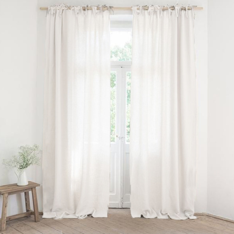Modern Nordic minimalist linen pure colour washed lace curtains cotton linen living-room Bedroom floating window Balcony Shading Curtains
