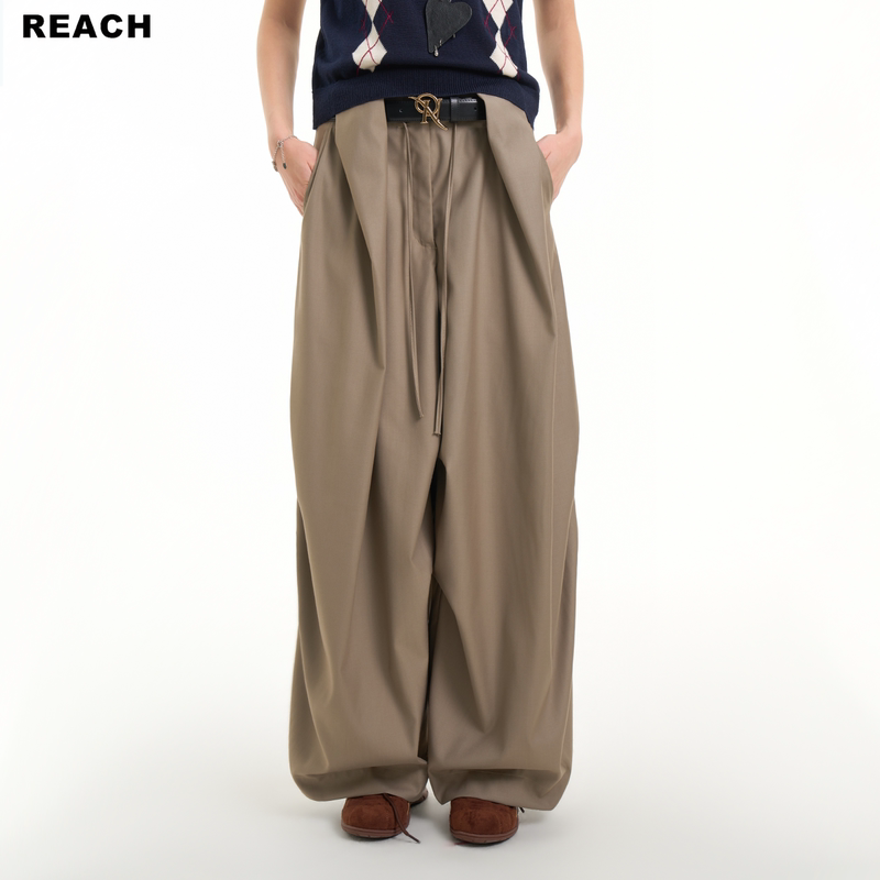 Reach Wide-Leg Parachute Pants for Women, Spring New Style, Lazy Anti-Wrinkle Drape, Loose Design Casual Pants, Long Pants