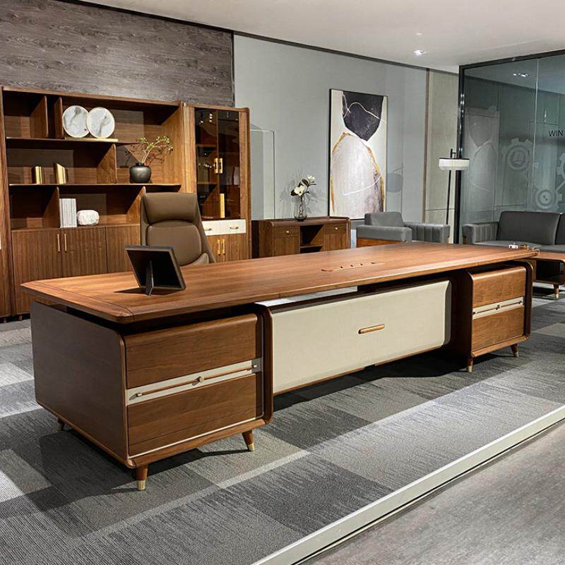 New Chinese-Style Solid Wood Executive Desk, Light Luxury and High-End Feel, Black North American Walnut Wood Executive Desk, Office President Desk New Chinese-Style Solid Wood Executive Desk, Light Luxury and High-End Feel, Black North American Walnut Wood Executive Desk, Office President Desk