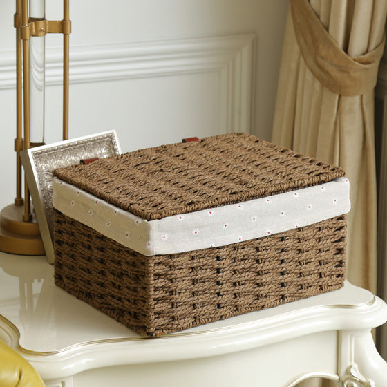 Remote control key storage basket coffee table sundry fabric rattan storage basket Chunjia simple paper rattan storage box