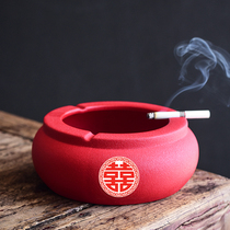 Fashion wedding wedding supplies ashtray red creative personality Chinese style trend home ceramic large windproof