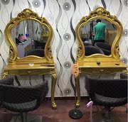 Châu Âu retro vẻ đẹp salon tóc salon salon đồ nội thất trang điểm tiệm hớt tóc gương phòng tắm gương đôi bàn - Hair Salon / Nội thất làm đẹp