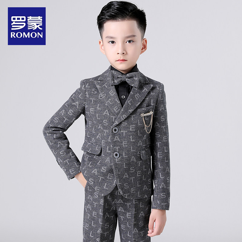 Rumon children's suit suit three-piece set 2021 new boys dress Daily flower girl suit model catwalk