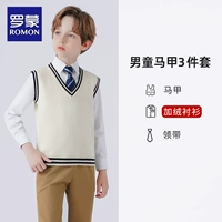 Бежевый комплект, жилет, рубашка, галстук, 3 предмета