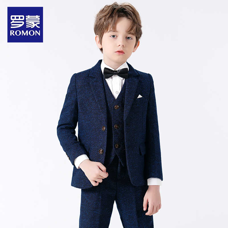 Romon Children Suits Suit Flower Boy Gown 2023 New Boy Piano Performance Costume stage dress Little West suit Spring-Taobao