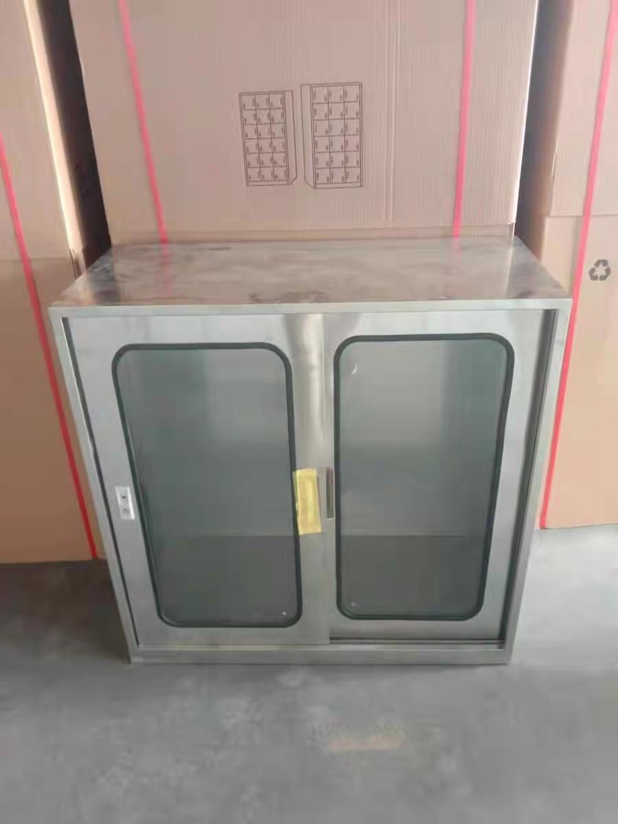 定制304不锈钢移门矮柜玻璃门带锁收纳柜诊所医疗器械无菌储物柜