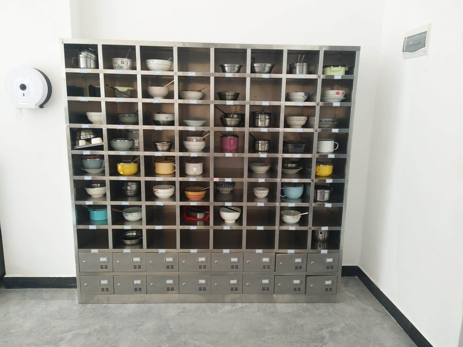 定制201/304不锈钢碗柜工厂学校多格餐具柜员工食堂多层储物柜子