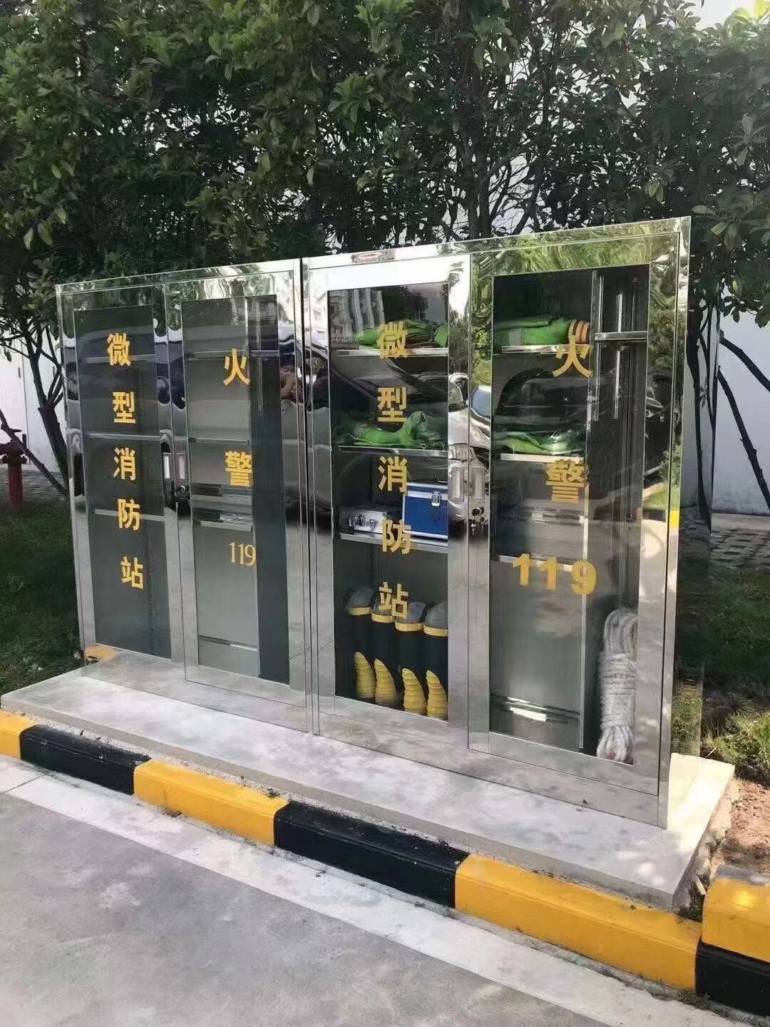 厂家定制304不锈钢微型消防柜紧急器材箱展示柜建筑工地工具柜子