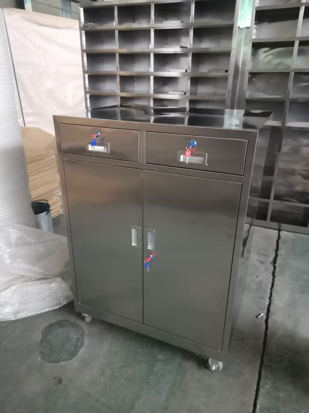 定制304不锈钢上二斗矮柜带锁活动工具柜医疗无菌抽屉收纳储物柜