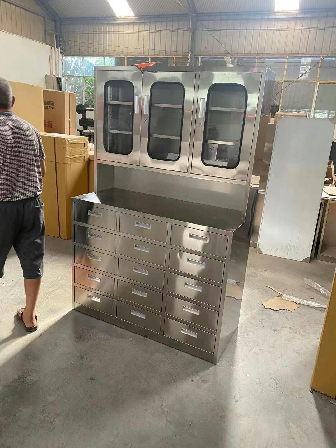 定制304不锈钢15斗西药柜中药柜无菌药橱柜调剂台诊所医院配药柜