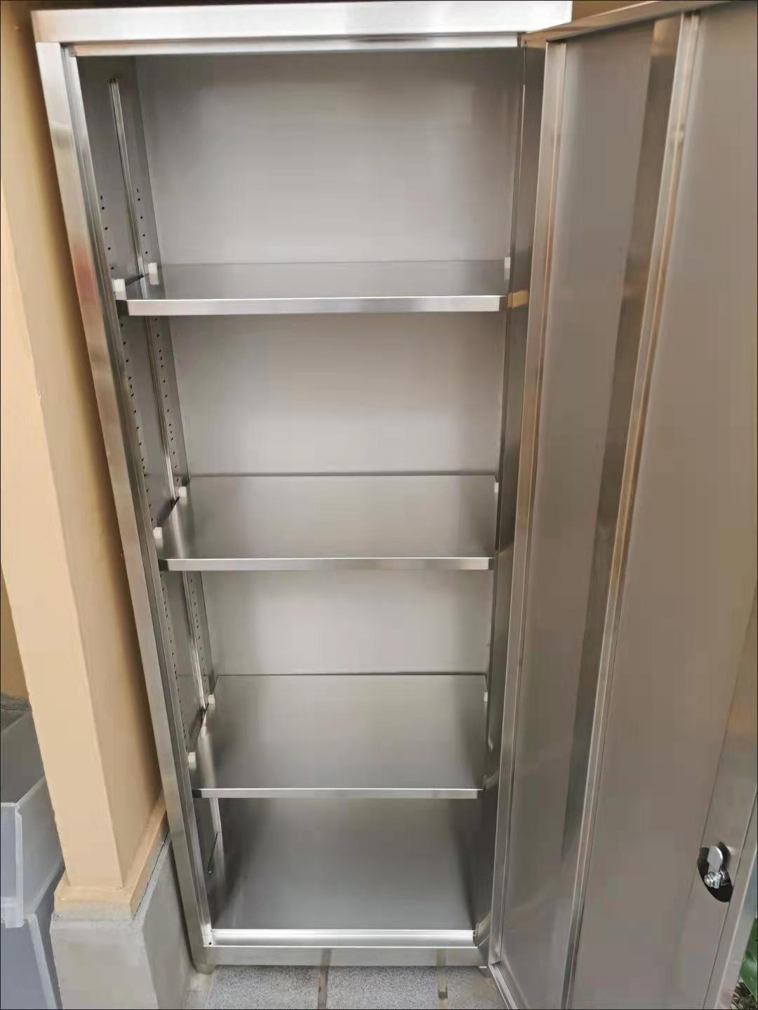 定制201/304不锈钢单门清洁柜庭院杂物柜多层隔板储物柜工具柜子