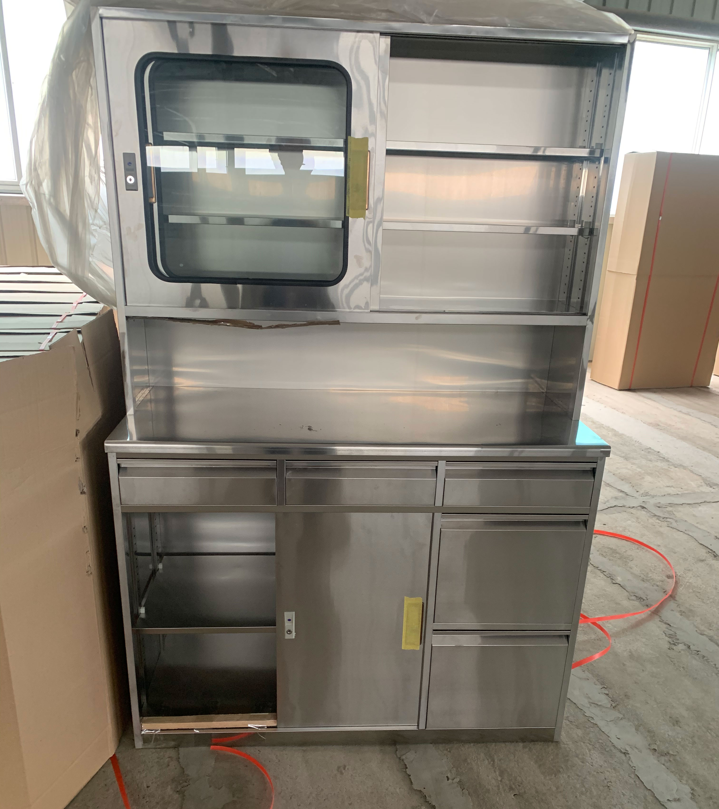 定制304/201不锈钢五抽移门西药柜医院药品器械柜诊所处置台加厚