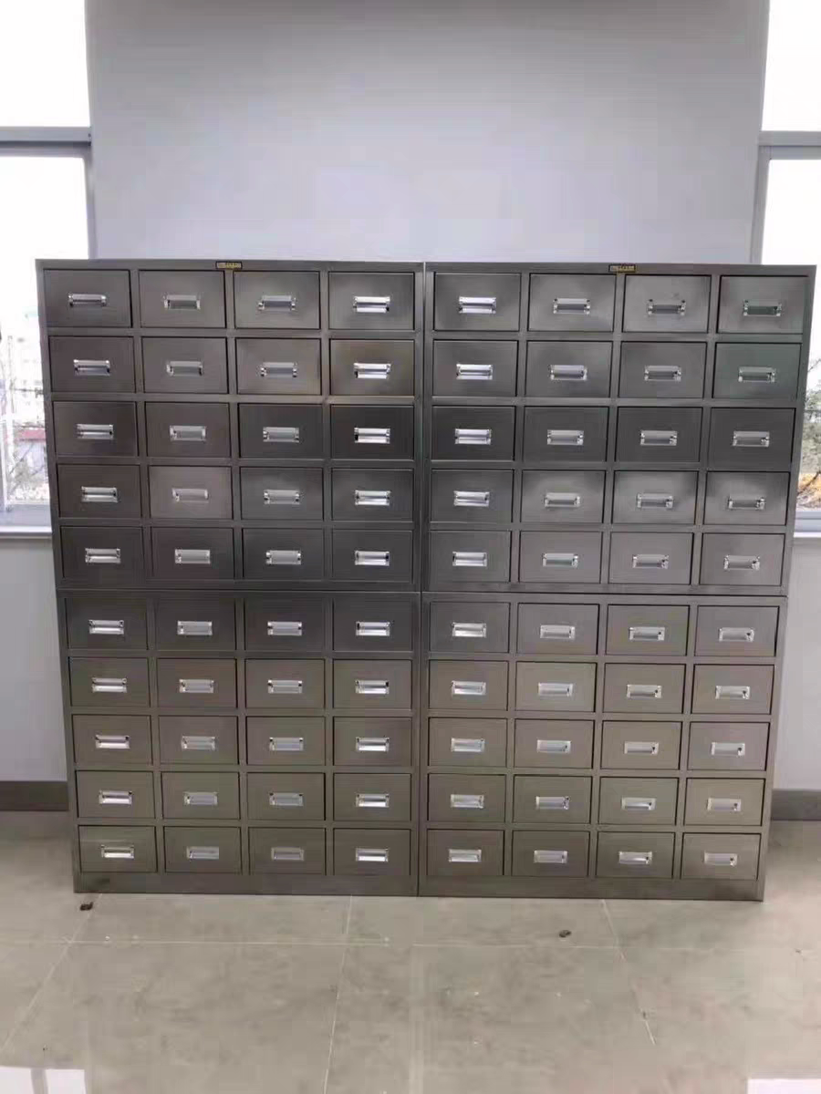 厂家定制加厚中药柜304不锈钢经济型中药斗调剂台40斗药店处置台