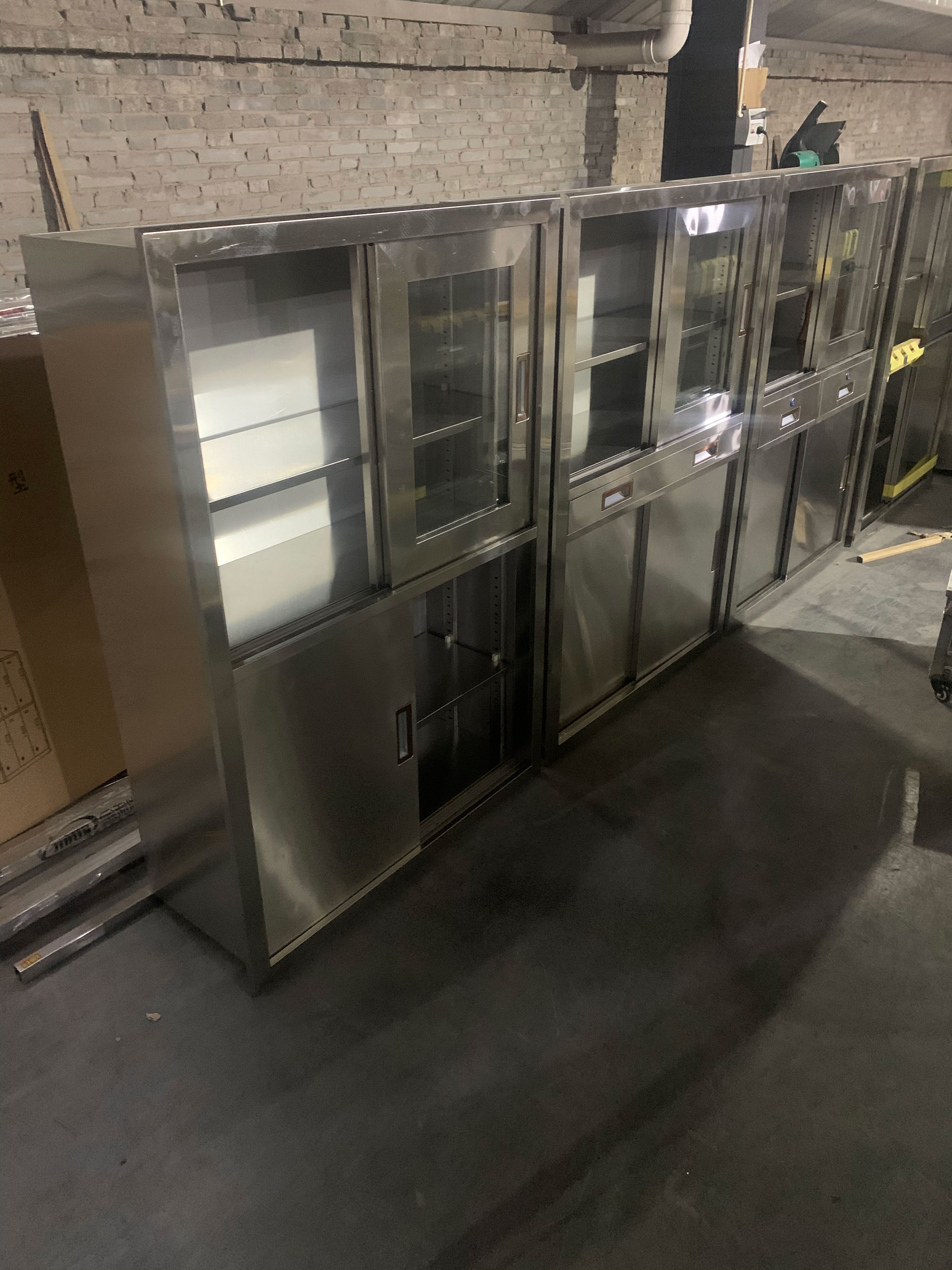 定制304不锈钢嵌入式麻醉柜上玻移门器械柜医用加厚药品柜暗装柜