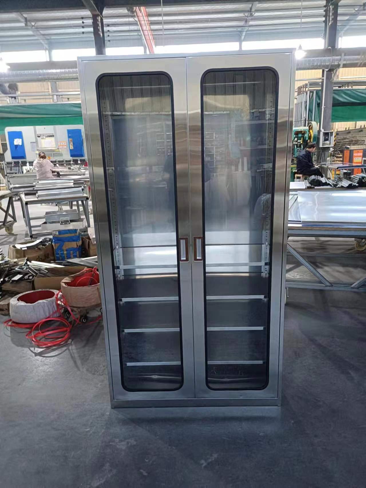定制304不锈钢更衣柜经济型带挂衣杆换衣柜鞋柜多层隔板储物柜子