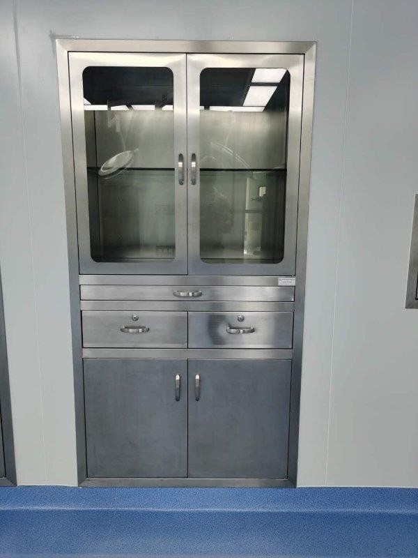 厂家定制不锈钢嵌入式麻醉柜上玻门器械柜医用中三斗药品柜暗装柜
