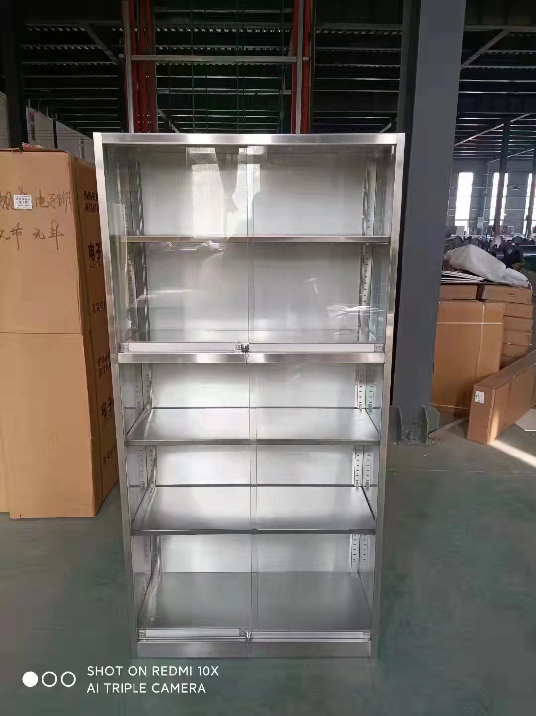 定制304不锈钢玻璃移门展示柜工厂车间多层水杯架茶杯收纳存放柜
